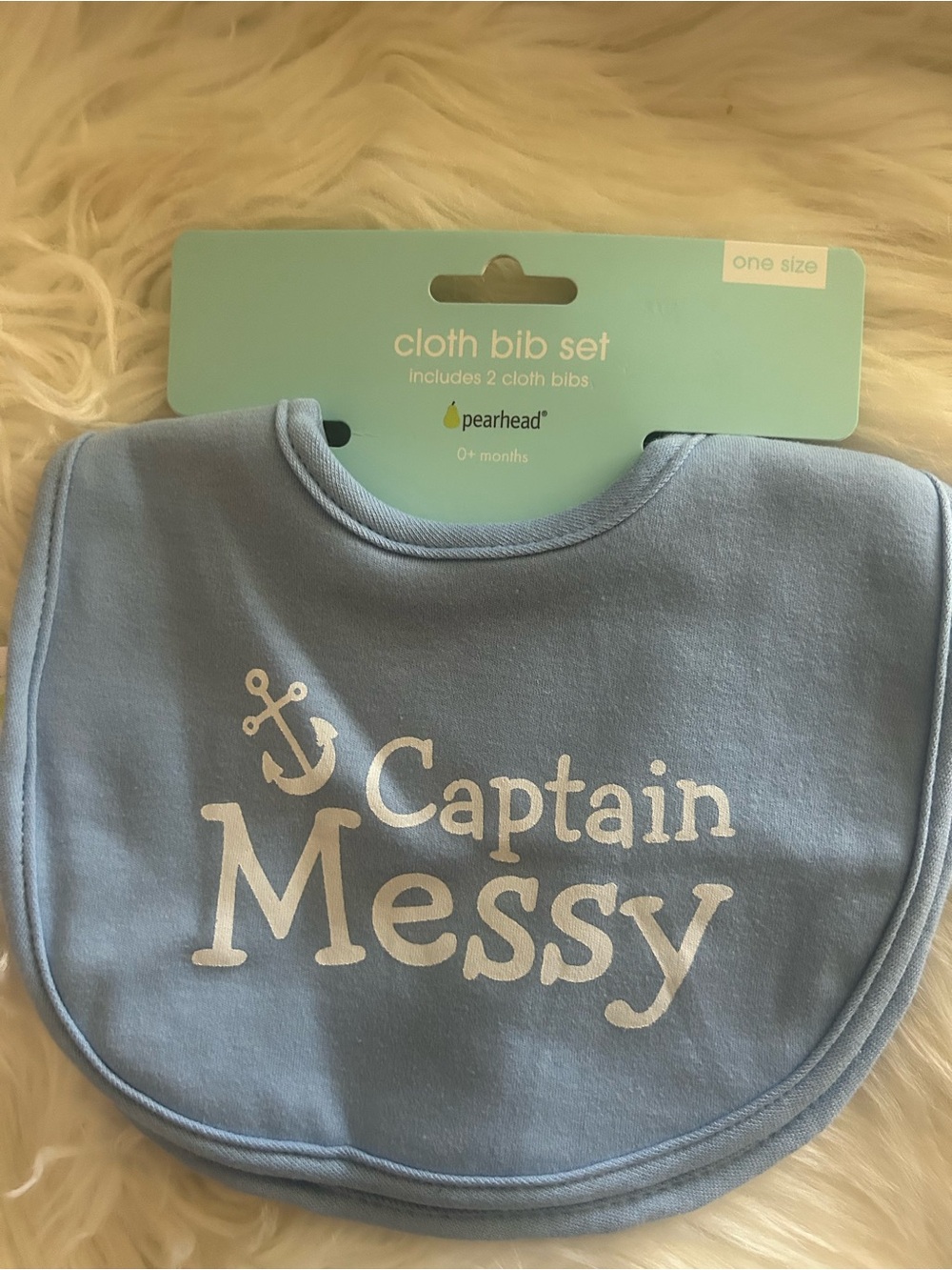 Pearhead Light Blue "Captain Messy" Cloth Bib Set